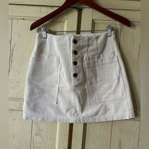 F21 Corduroy White Button Skirt Size:M